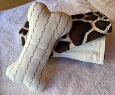 NEW Reversible Giraffe Print and Denim Blanket  Bone Set - Medium