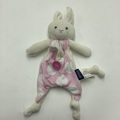 Chicco Pink White Bunny Rabbit Security Baby Blanket Pacifier Holder ...