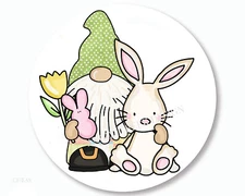 Easter Gnome with Bunny Labels Scrapbook Stickers Favors Easter Envelope Seals