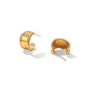 Authentic 18k Gold Plated C Shape Plain Hoop Earrings