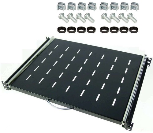 1 HE 19" ausziehbare Rackablage 35 cm Rackauszug Ablage Trägereinschub Fachboden - 第 1/13 張圖片