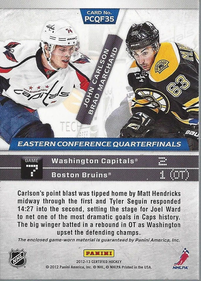 2012-13 Certified Path to the Cup Dual Brad Marchand John Carlson Jersey /250 - Image 2 of 2