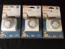 3 GE Indoor plug-in Basic Timer 24-Hour Programmable 30 min Intervals Polarized