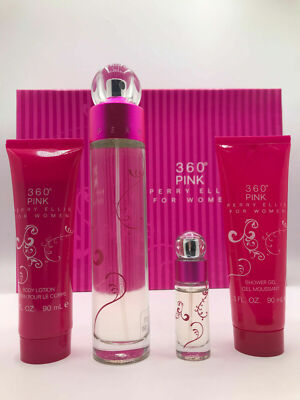 Perry Ellis Lotion And Shower Gel Perry Ellis 360 Pink Women 4pc