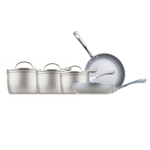 Prestige Pots & Pans 5 Piece Set Silver Induction Hob Pan Set 14/16