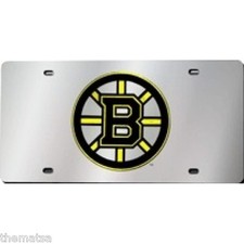 BOSTON BRUINS TEAM LOGO NHL HOCKEY SILVER LASER LICENSE PLATE MADE IN USA