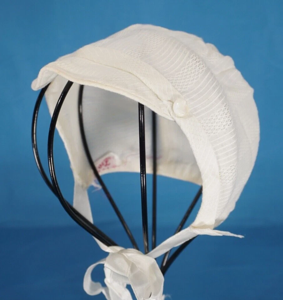 De colección S&L BLANCO PIQUÉ TEXTURA Bebé Infante Unisex Niño Niña GORRA SOMBRERO Foto 3 de 4
