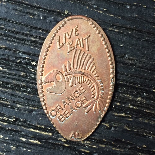 Live Bait Orange Beach Fish Bones Smashed pressed elongated penny P1884