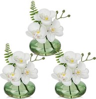 Kunstblumen Orchideen 3Er Set Glasvase Deko Wohnzimmer BüRo