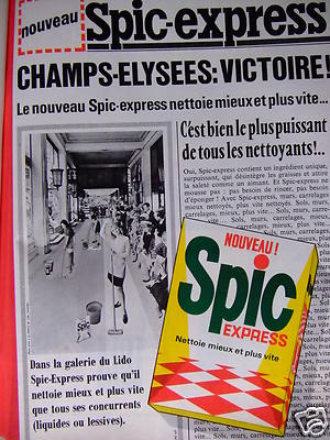 WERBUNG 1967 NEUER SPIC EXPRESS REINIGT DIE CHAMPS ELYSSEES - WERBUNG