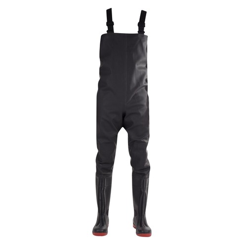 Amblers Safety Danube Chest Wader – Schwarze PVC-Stiefel, Gr. 10.5, Mit Stahlkappe