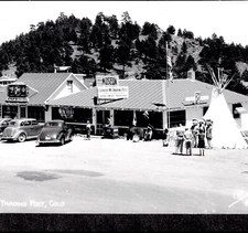 Trading Post WWII Soldiers as Indians Lookout Mtn Colorado Sanborn RPPC PostCard