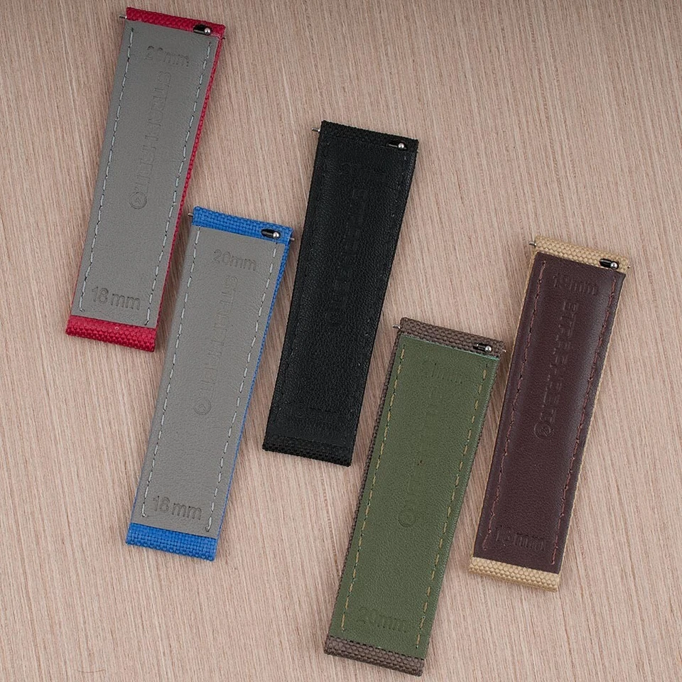 Deployant Sailcloth Quick Release Watch Strap Leather Band Nylon for men women - Image 3 of 4