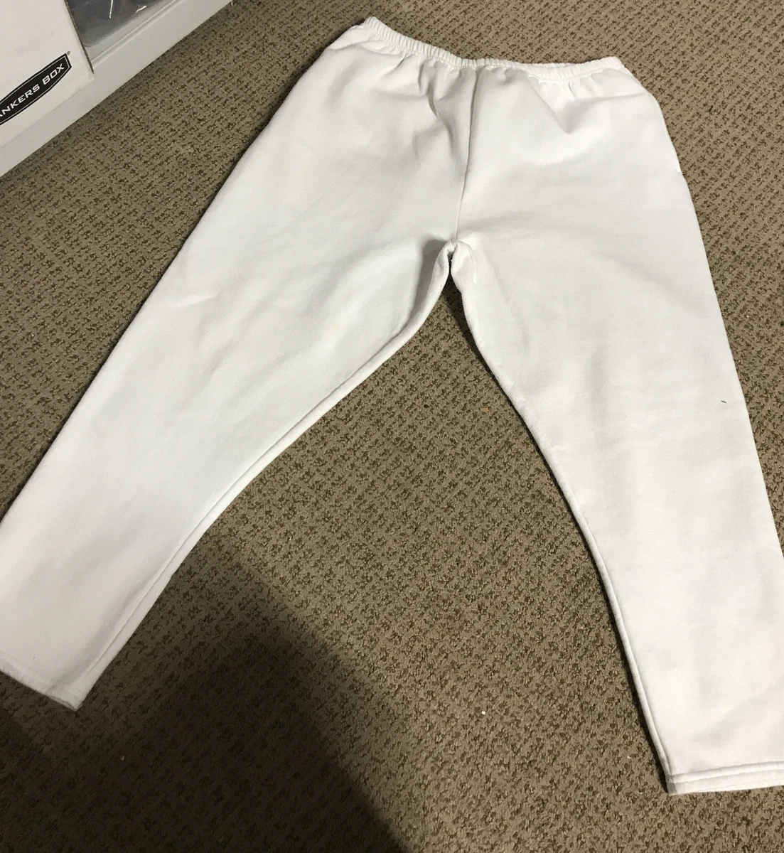 Vintage Y2K 2000 Hanes Her Way Everyday White Sweatpants pockets sz PL 30 x 27