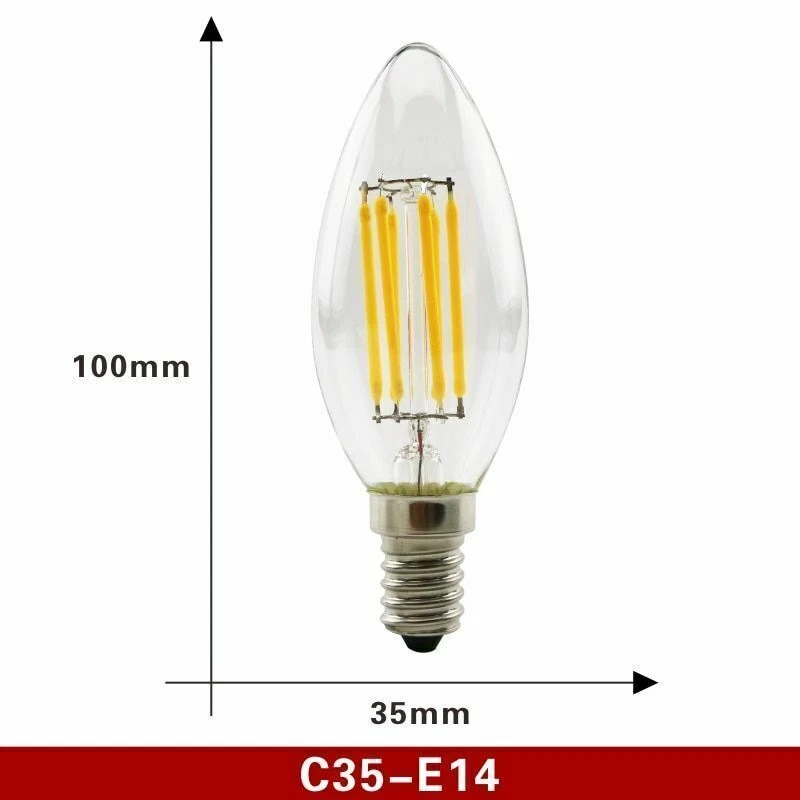 E27 E14 LED Bulb Filament C35 C35L A60 ST64 Retro Edison Lamp 220V-240V Light - Image 3 of 4