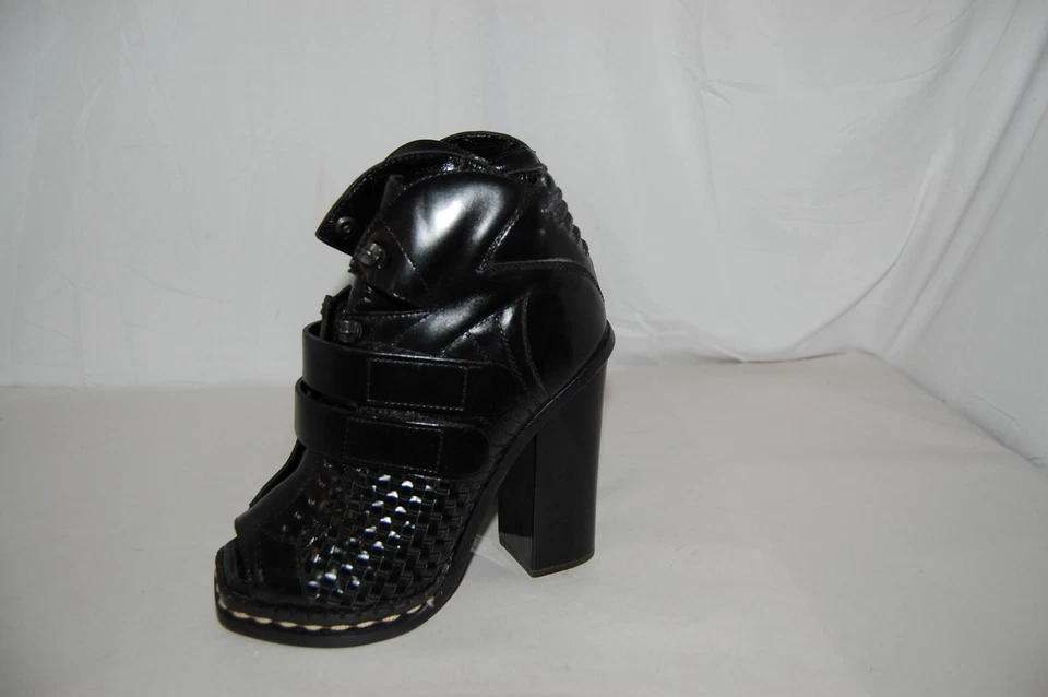 37/US6.5❤️$1055 Proenza Schouler Negro Cuero Tacones Altos Botines Botín Foto 4 de 4