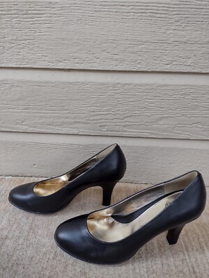 Ladies EuroSoft Soffit Black Pumps Leather Upper 3.5'' Heels Anabelle Size 9 NW0B