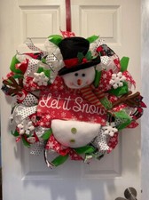 Let it Snow Snowman Winter Holiday Decoration Wreath XL Winter Snowman
