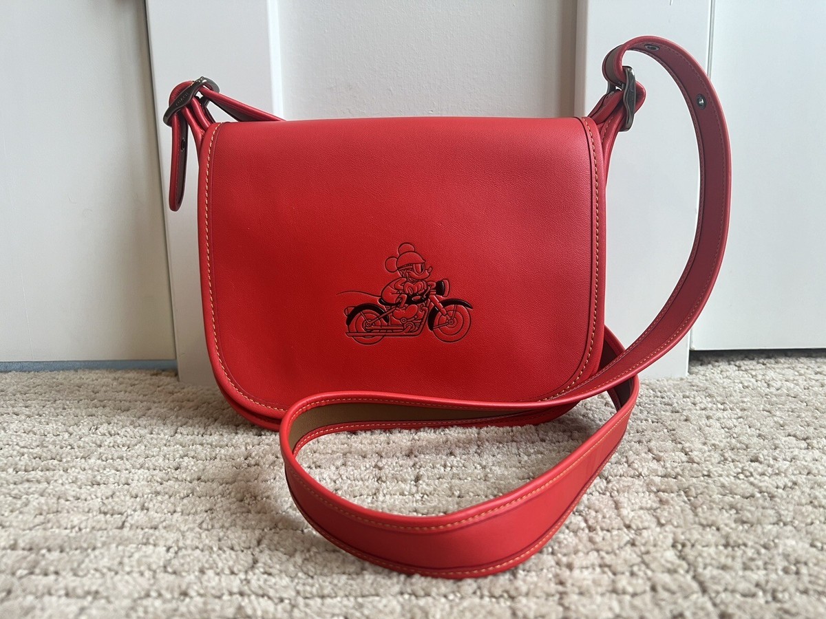 Rare Collectible Coach X Disney Mickey Mouse Red Motorcycle Bag