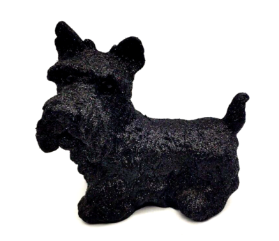 Figurine sculpture bois des années 1930 Chien Scottish yeux en Sulfure - Antiquités