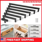 Matte Black Square Modern Cabinet Handles Pulls Kitchen Drawer Stainless Steel