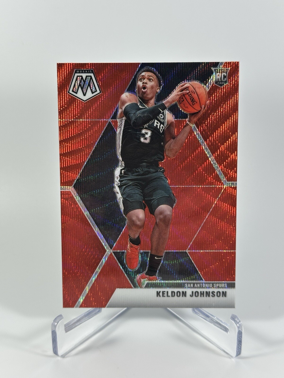 2019-20 Panini Mosaic Keldon Johnson #238 Rookie RC TMALL Red Wave Prizm