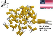 50x 10 Yellow Spade Terminal 12-10 AWG Wire Electrical Connector Fork Crimp