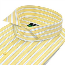 Sartorial Style Wing Tip Collar Men's Wedding Dress Yellow Stripes Summer Shirt