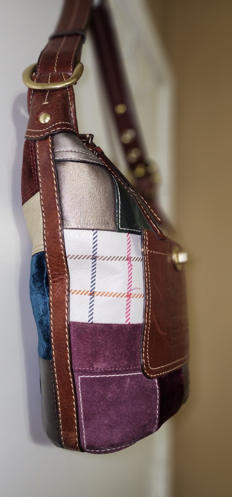 Auth VINTAGE COACH Multi Patchwork LG Bleeker Lea… - image 9