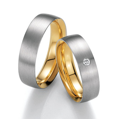 Trauringe aus 333er Gold mit Stein, GRAVUR GRATIS, SB7-1