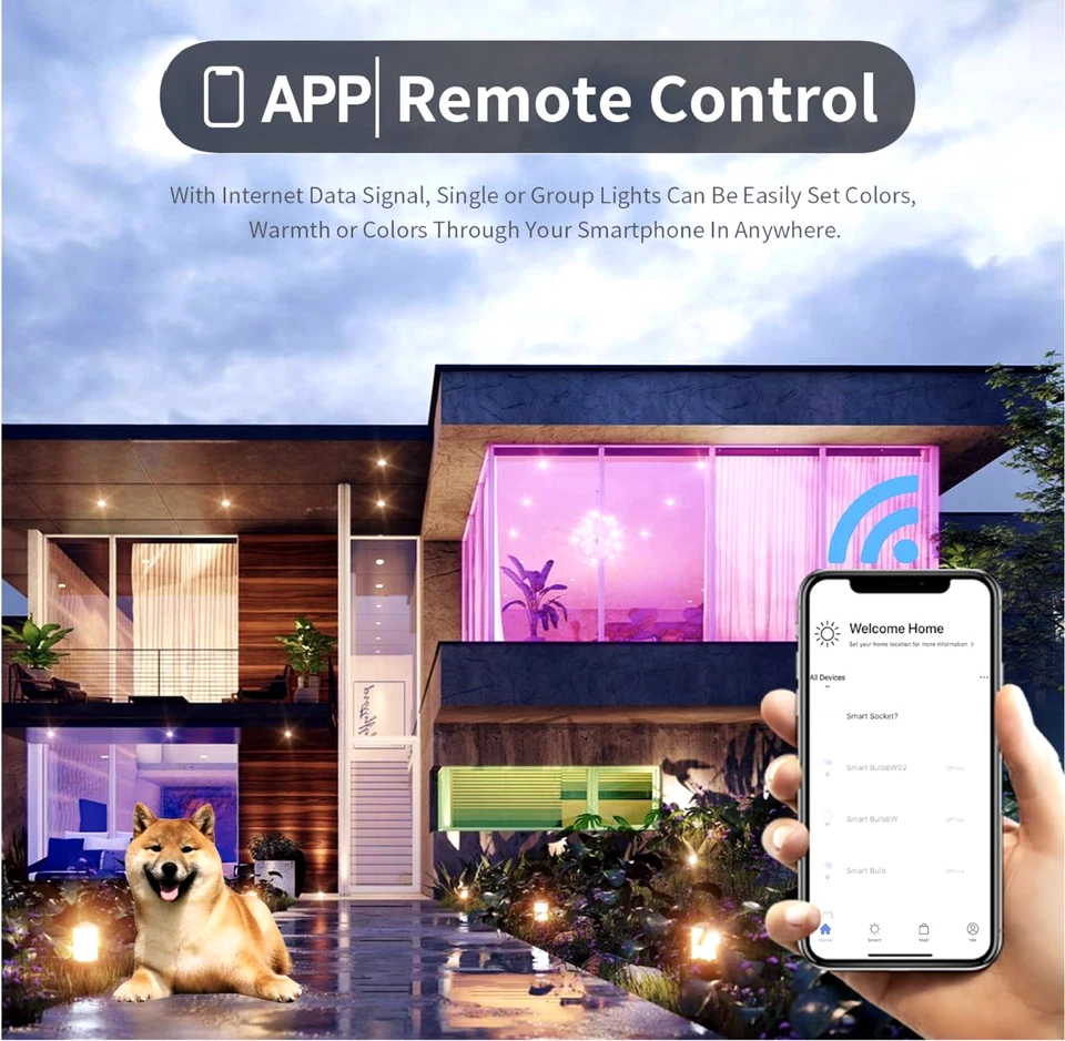 4Pack Smart Led Lights APP Bluetooth WiFi Work Alexa&Google Assistant 9W E26 - Image 2 of 4