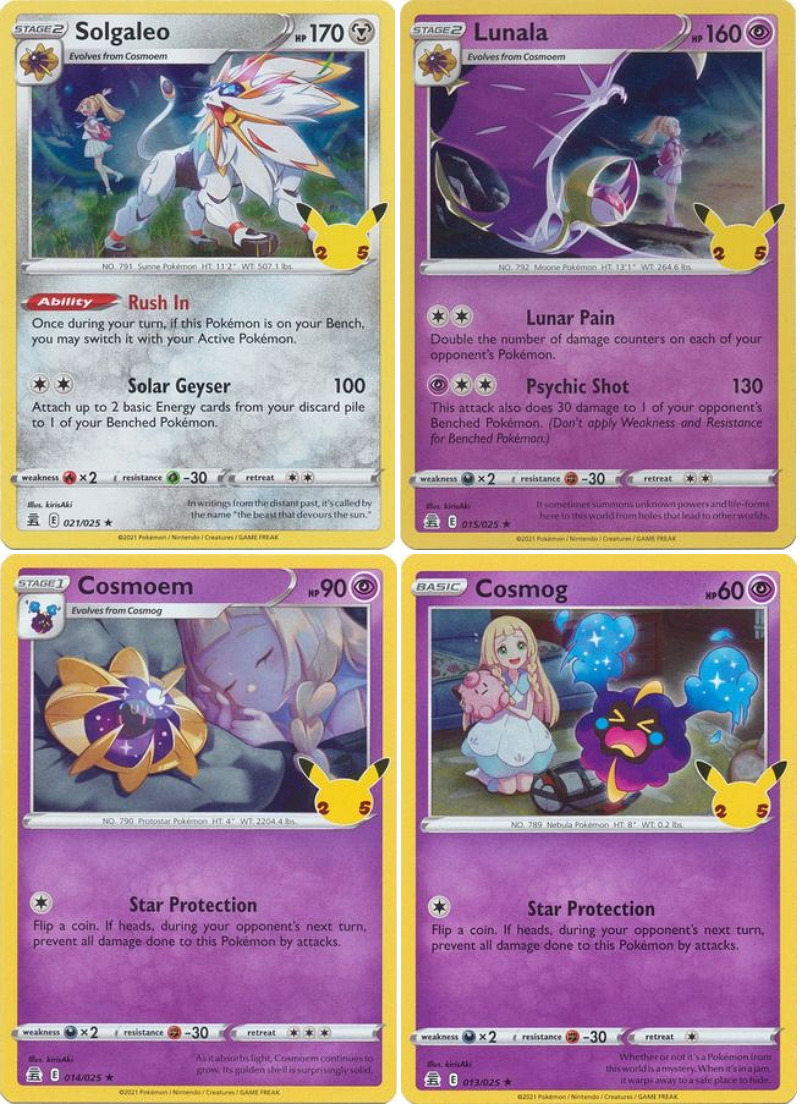 Solgaleo Lunala Cosmoem Cosmog Legendary Rare Holo Pokemon Card Set NM / VLP