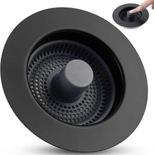 Universal 3 in 1 Kitchen Sink Drain Strainer Stopper Combo, Black Stainless