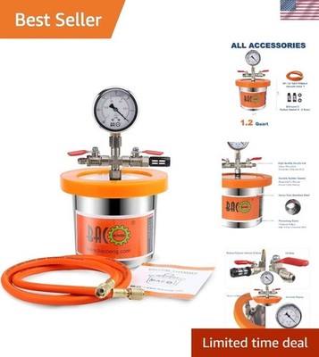 Durable 1.2 Quart Vacuum Chamber Kit for Efficient Resin & Silicone Processing