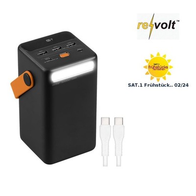 revolt Powerbank 50.000 mAh, USB-C PD bis 65 W, 3x USB-A, Super Charge, LED