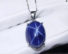 Blauer Stern Saphir Anhänger 24,27 ct 925 Sterling Silber Naturschmuck Geschenke