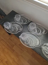 The Federal Glass Company Vintage Glass Homestead Snack Set 4 Cups 4 plates