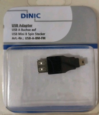 DINIC USB 2.0 Adapter USB A Buchse auf USB mini B 5Pin Stecker Schwarz 