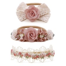 BFNAAgirl Baby Girl Floral Headband Nylon Flower Crown Elastic Hairband 3pcs