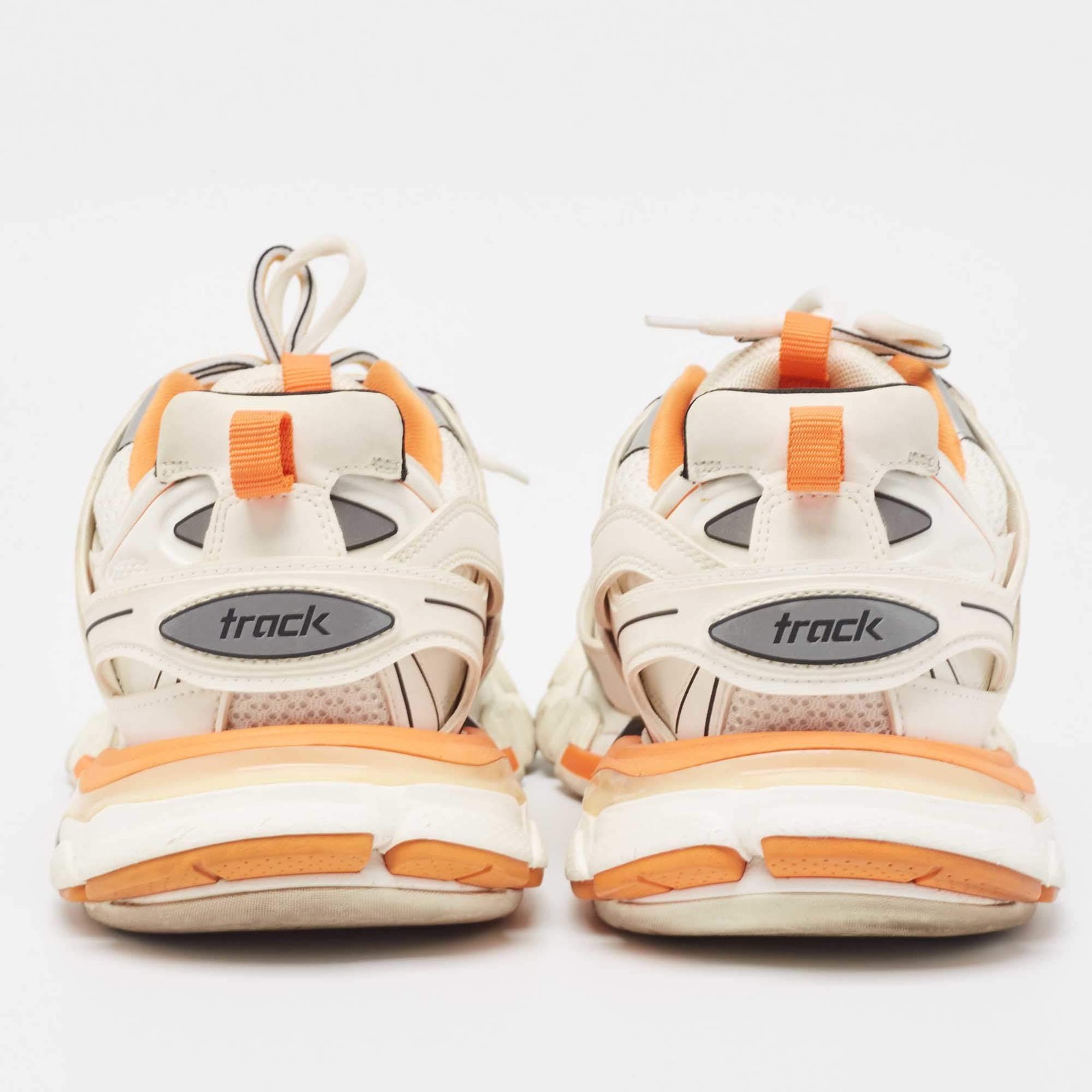 Balenciaga WhiteOrange Mesh and Faux Leather Track Low Top Sneakers Size 41 image 5
