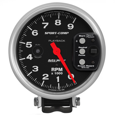AutoMeter 3966 Sport-Comp Series 5'' Pedestal Tachometer Gauge, 0-9000 RPM