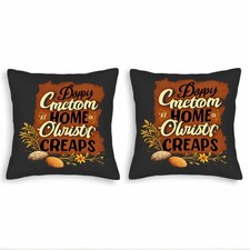 Set of 2 Decorative Throw Pillow Covers 18x18in - Playful Autumn Design