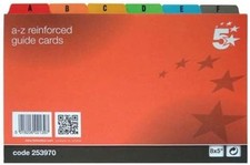 Image of 5 Star Office Guide Card Set A-Z Reinforced 8x5in 203x127mm White with Tabs