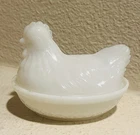 Vintage 1940’s Hazel Atlas Nesting Hen & Nest Milk Glass Butter Dish