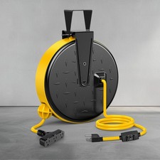 DEWENWILS 30FT Retractable Extension Cord Reel 16/3 SJTW Metal Plate 10A UL