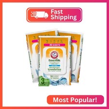 Arm and Hammer 3 Pack Face and Body Wipes for Adults - Deodorant Towelettes 90 S