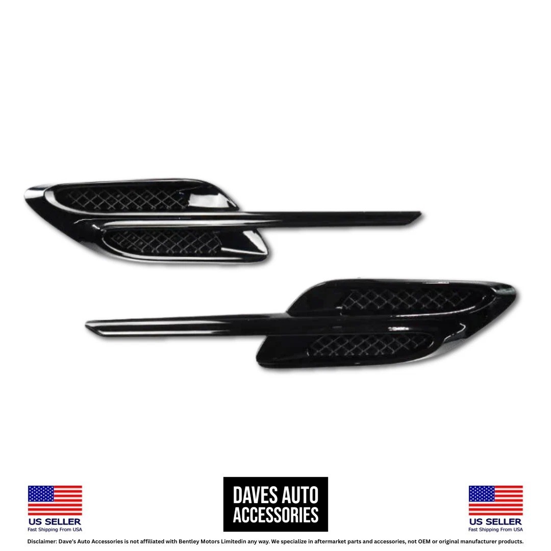 Bentley Continental GT GTC Black Side Fender Air Vent Grille Pair