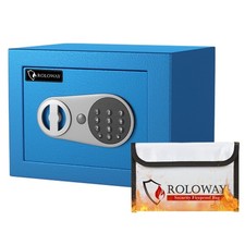 Home Digital Safe Box High Security Money Cash Document Box Fireproof Bag Blue