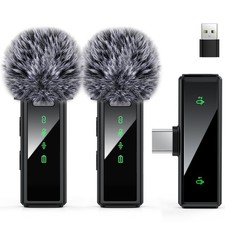 USB C Wireless Lavalier Microphone for Android, PC, Laptop, iPhone 15/16, USB...