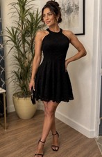 Social Sanctuary Lace Little Black Dress 6/8 Halter Cocktail Club Mini Fit Flare